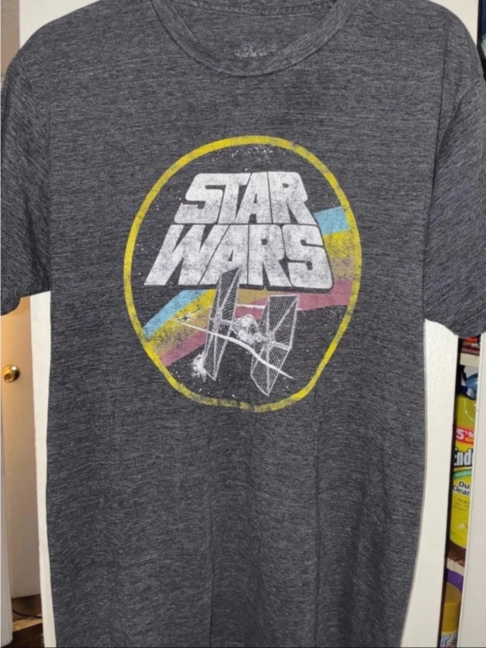 Star Wars Gray Short Sleeve Tee with Retro Logo and TIE Fighter